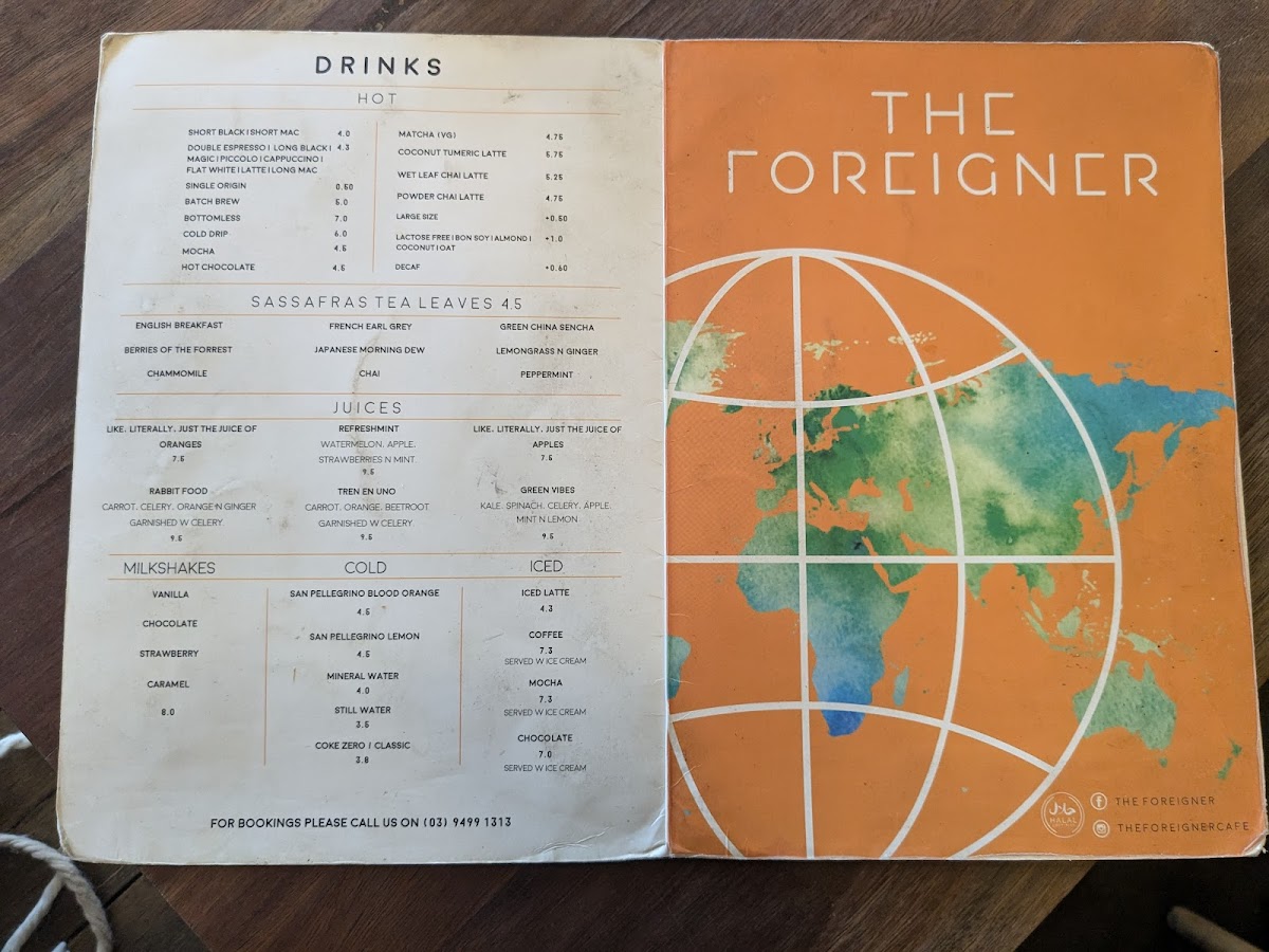 The Foreigner Café Ivanhoe Photo Menu 8