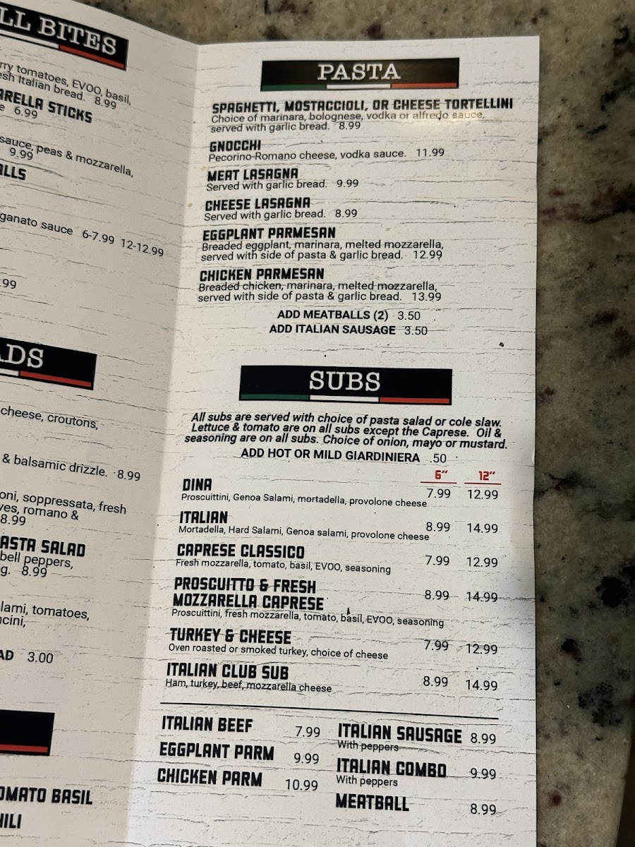 Dina's Italian Deli Photo Menu 1