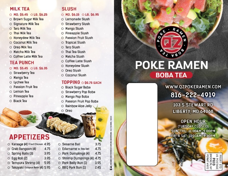QZ Poke Ramen & Boba Tea - Liberty Photo Menu 2