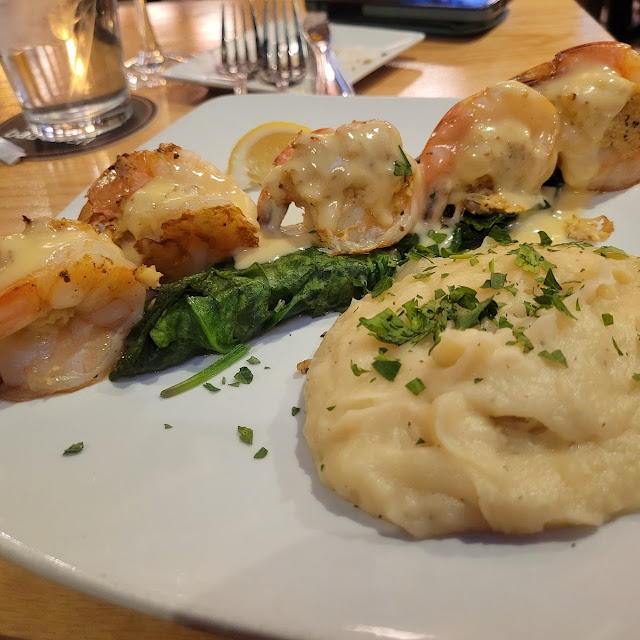 Crab Stuffed Shrimp with Lemon Butter and Garlic Whipped Potatoes
