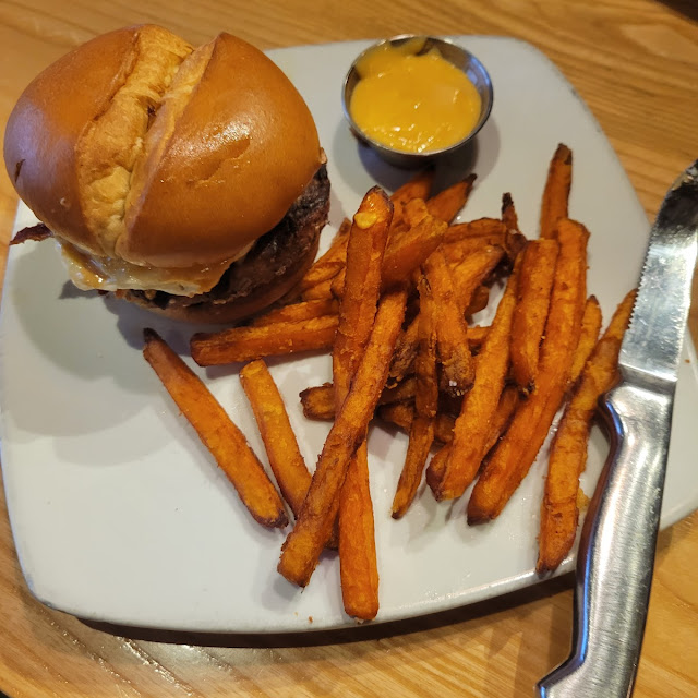 Hangover Burger with Sweet Potato Fries