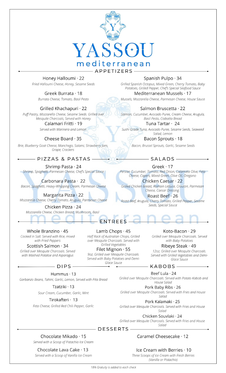 Yassou Mediterranean Photo Menu 1