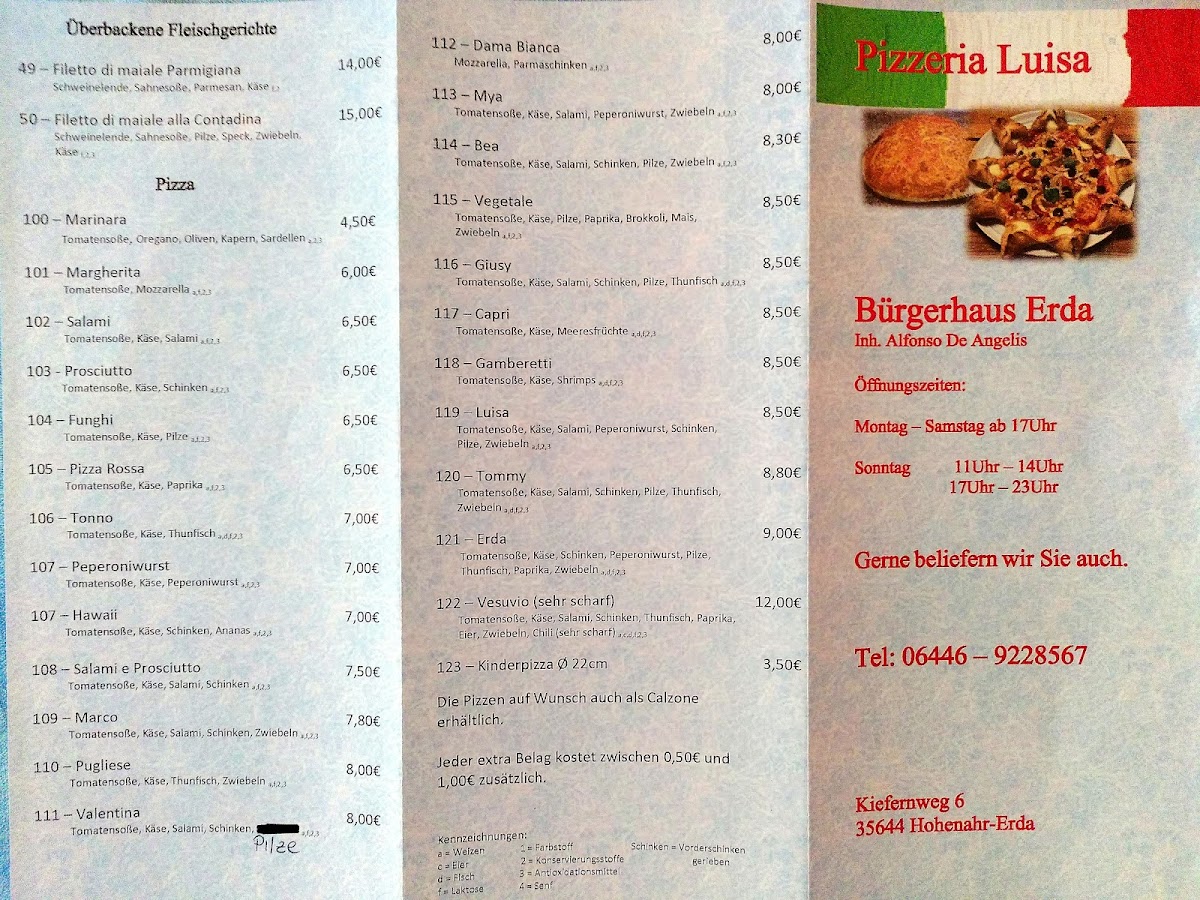 Bürgerhaus Erda - Pizzeria Luisa Photo Menu 4