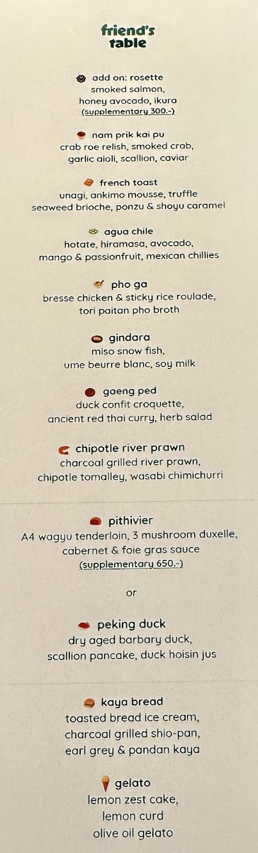 Friend's Table (reservations required) Photo Menu 2