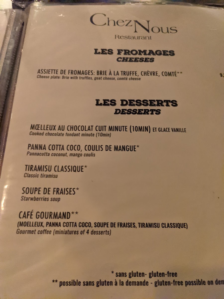 Chez Nous Photo Menu 10