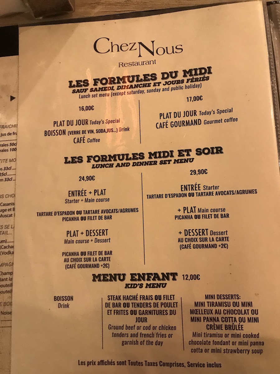 Chez Nous Photo Menu 4
