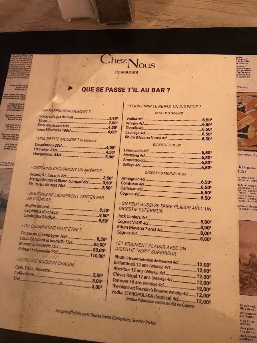 Chez Nous Photo Menu 5