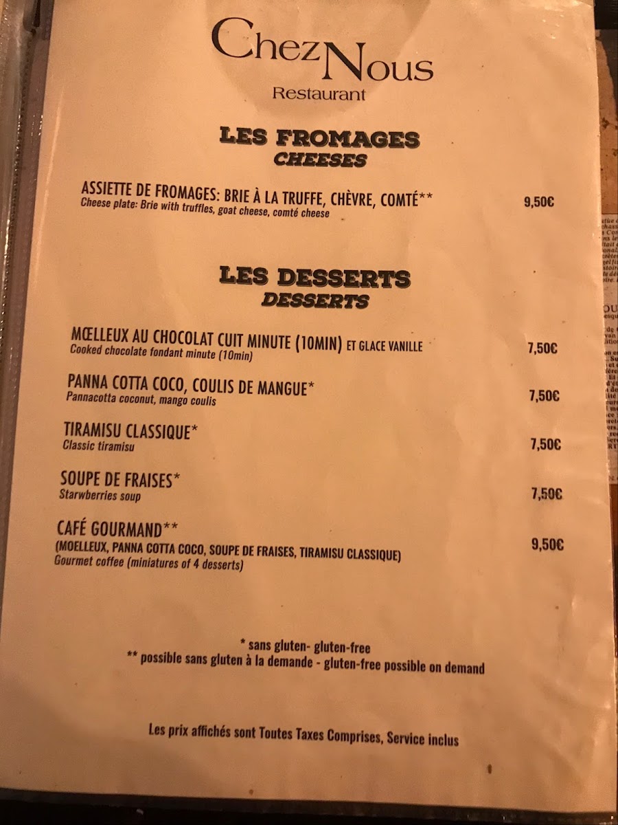 Chez Nous Photo Menu 6
