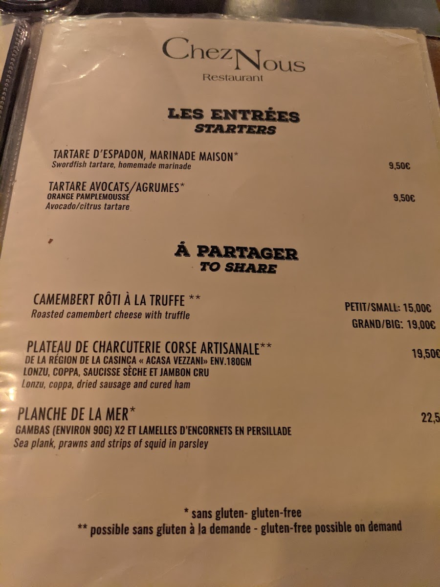 Chez Nous Photo Menu 7
