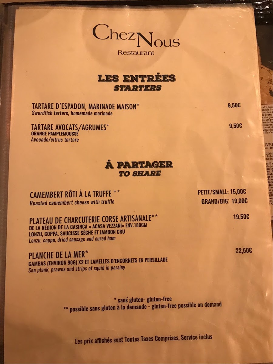 Chez Nous Photo Menu 8