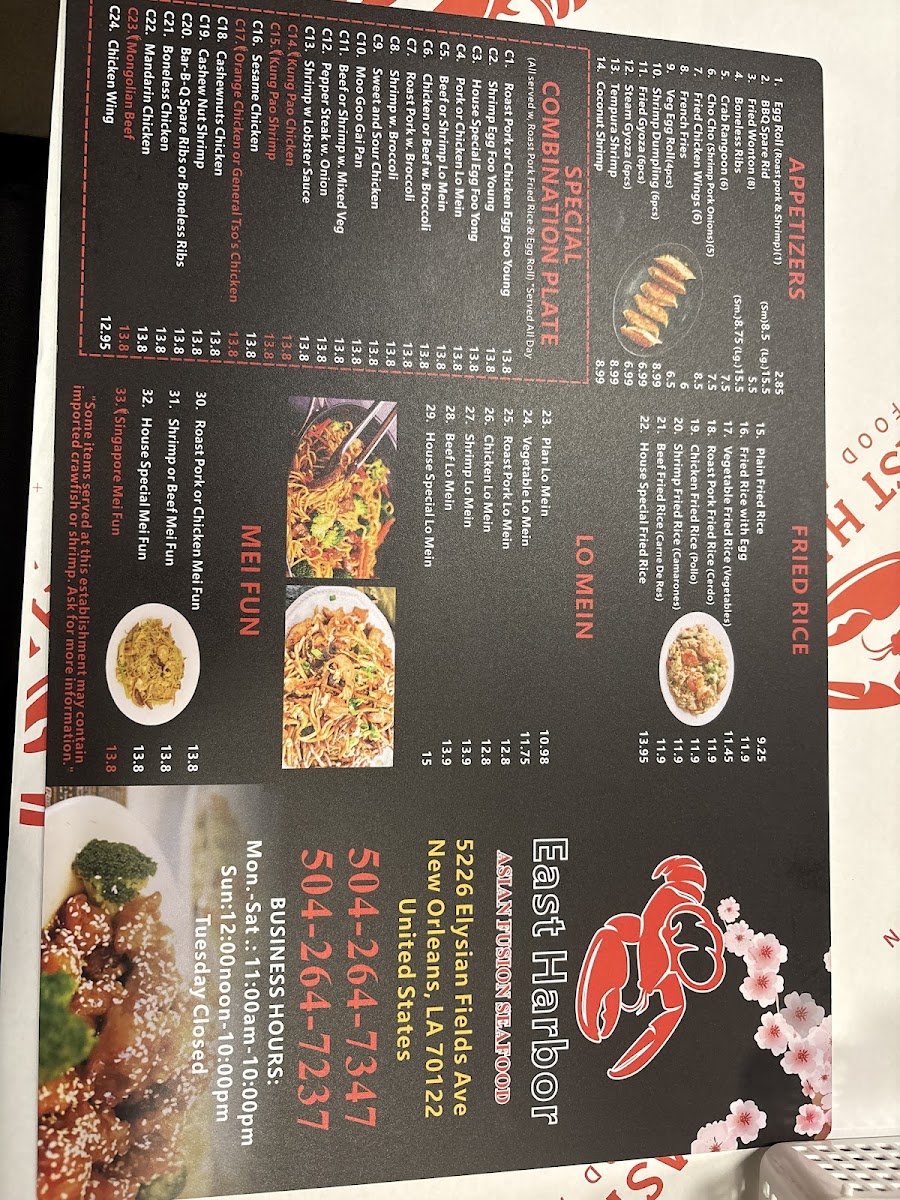 East Harbor Photo Menu 2