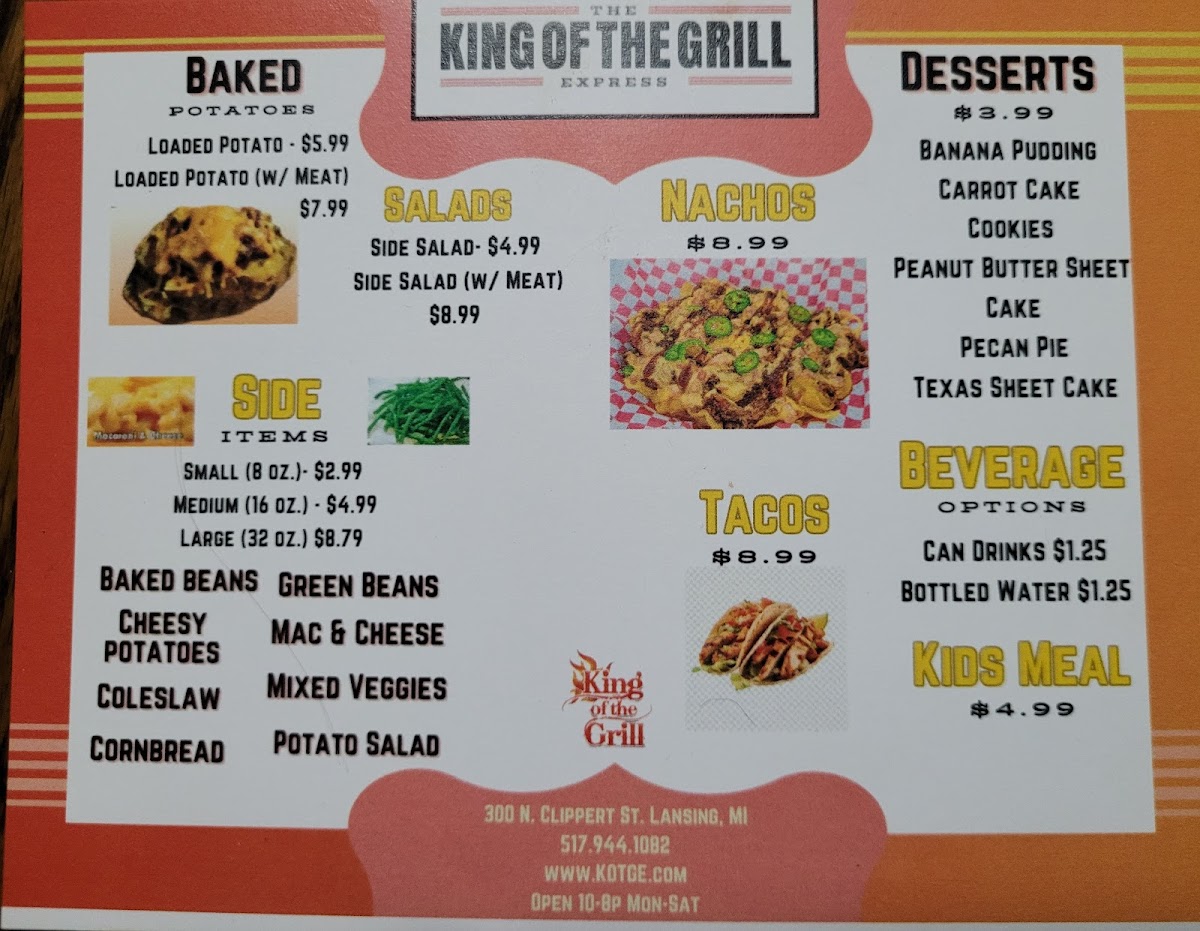 The King of the Grill Express Photo Menu 1
