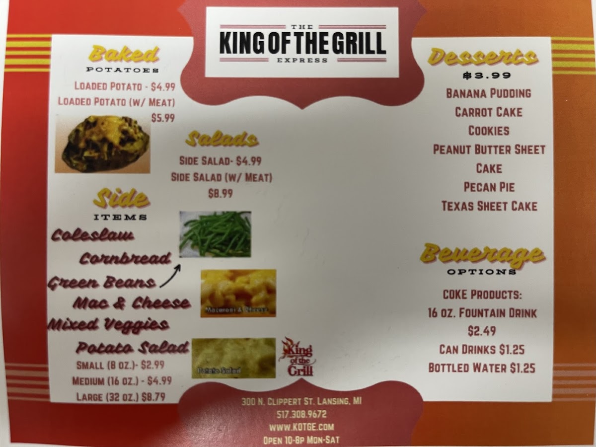 The King of the Grill Express Photo Menu 6