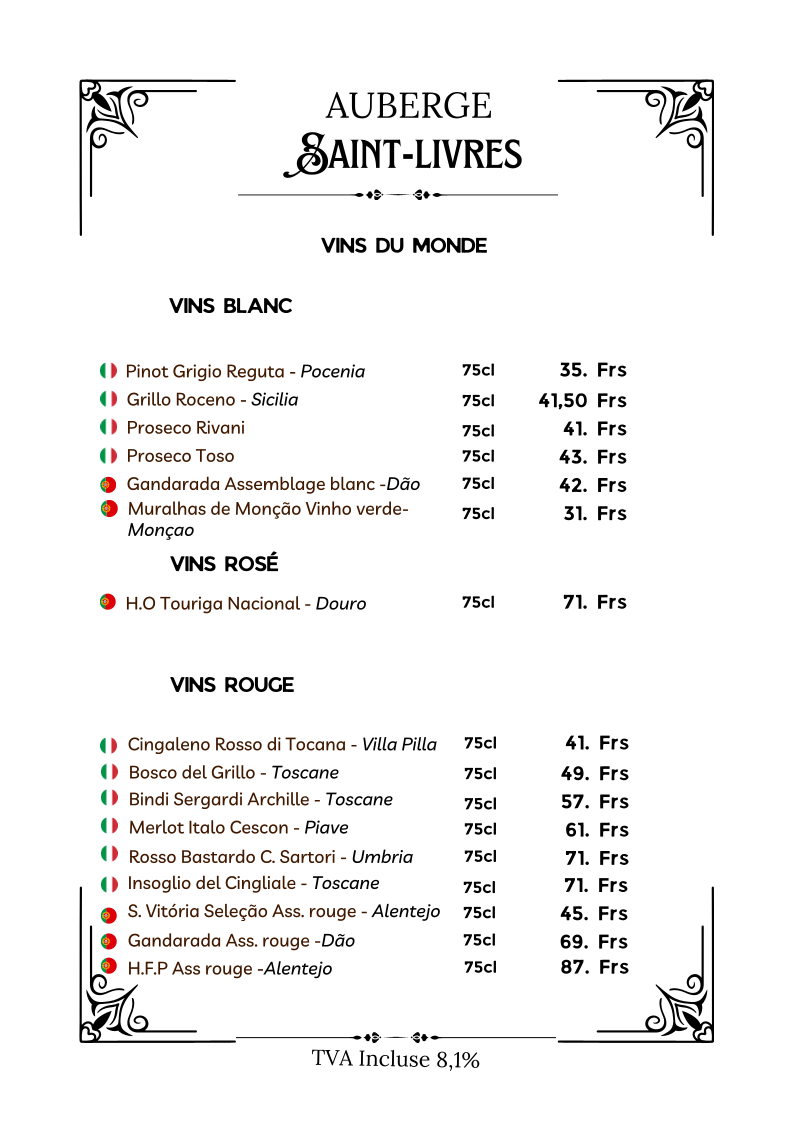 Auberge Communale de Saint-Livres Photo Menu 6