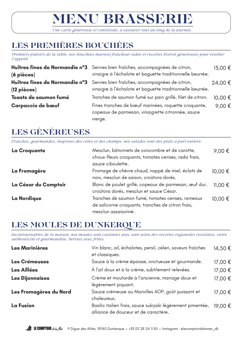 Le Comptoir de la Mer Photo Menu 1