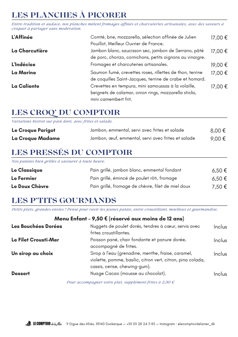Le Comptoir de la Mer Photo Menu 3