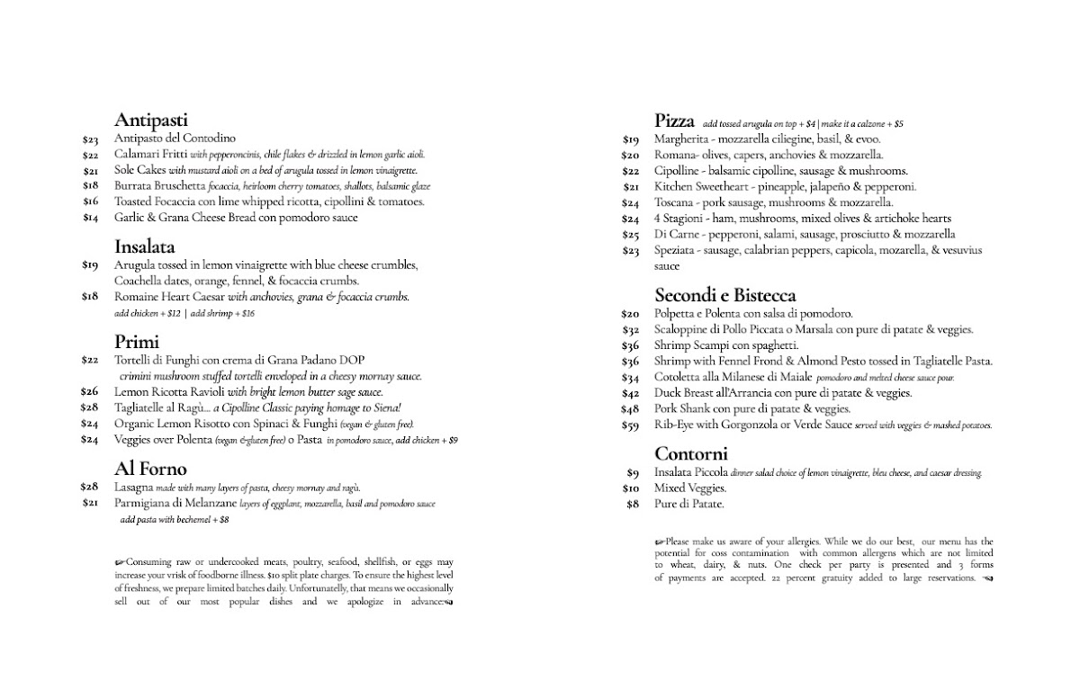 Cipolline Osteria Photo Menu 1