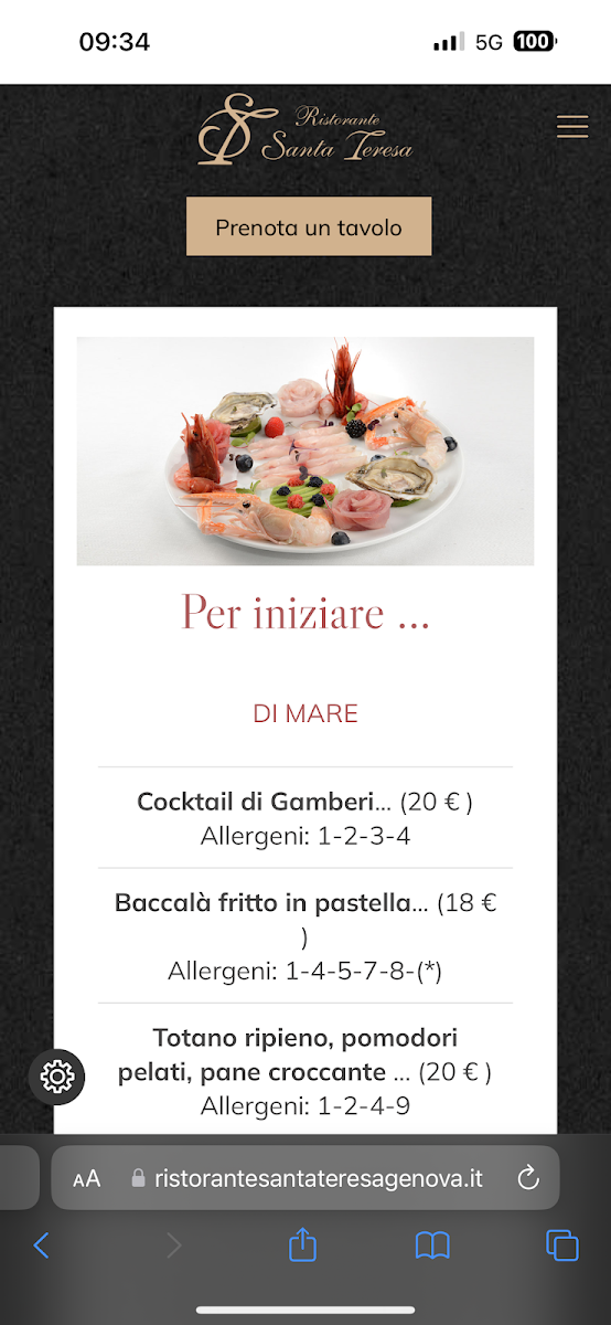 Ristorante Santa Teresa Photo Menu 10