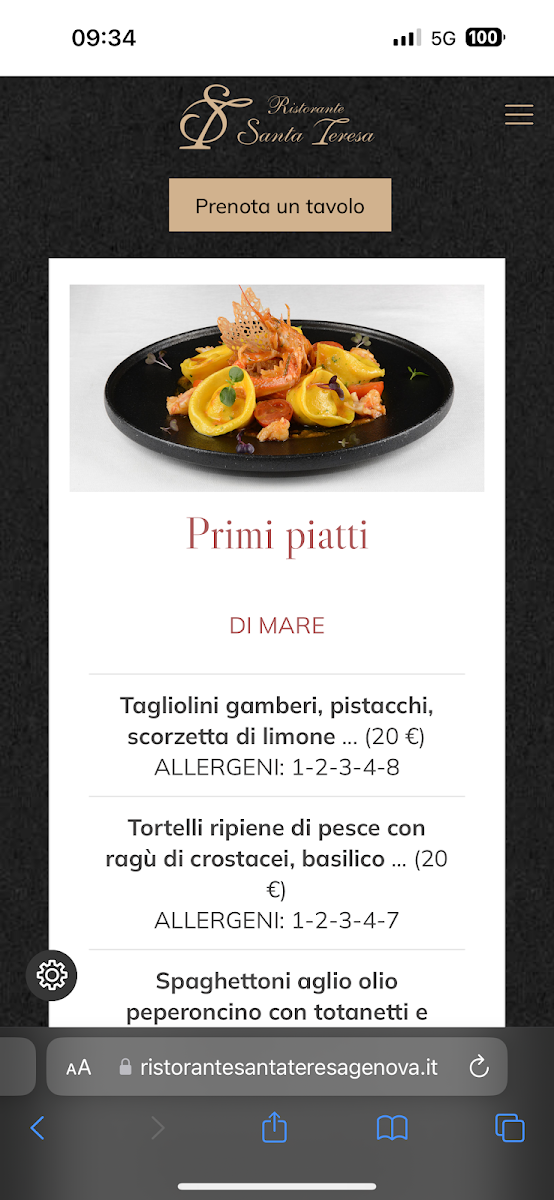 Ristorante Santa Teresa Photo Menu 8