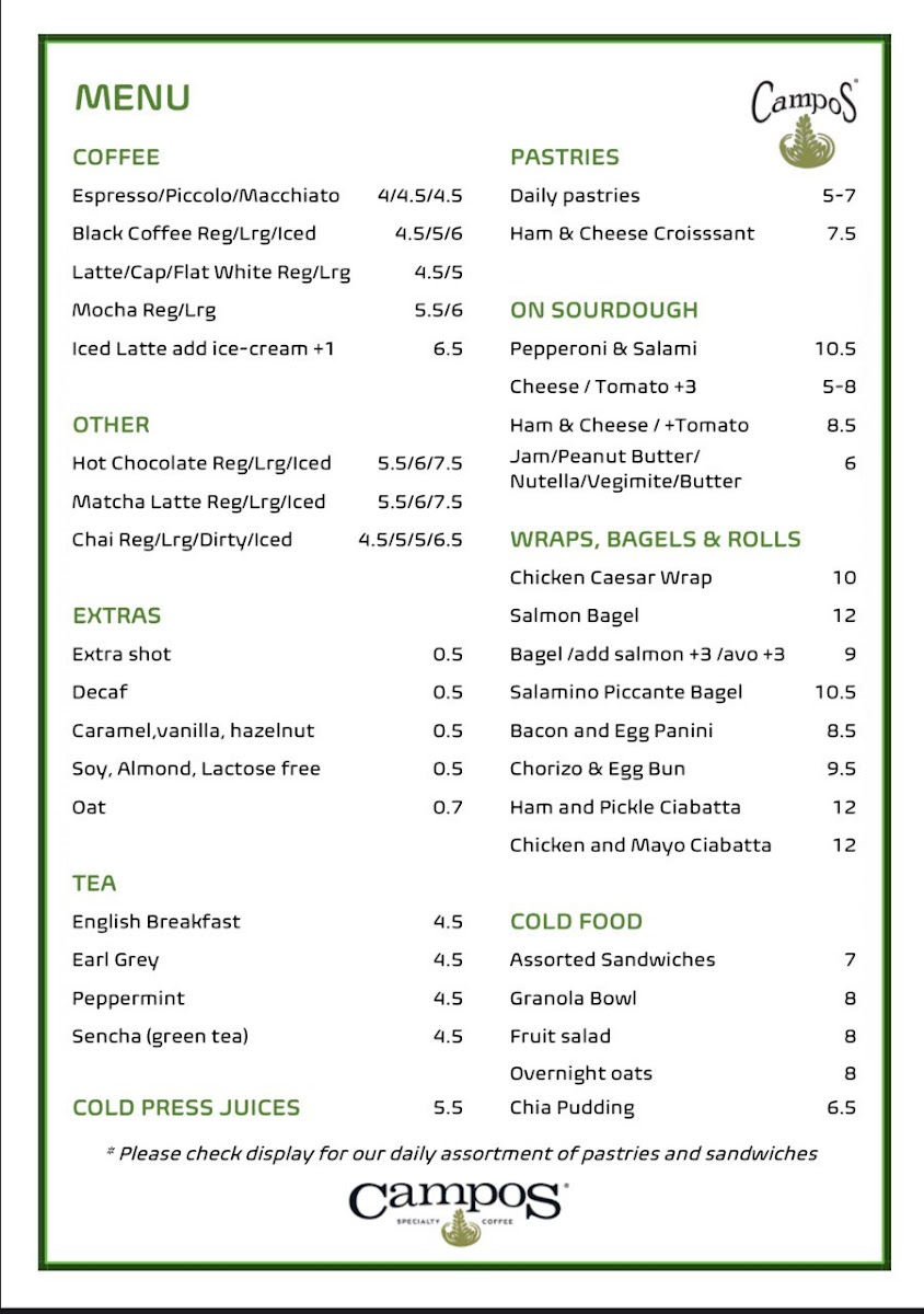Figtree Drive Cafe Photo Menu 1