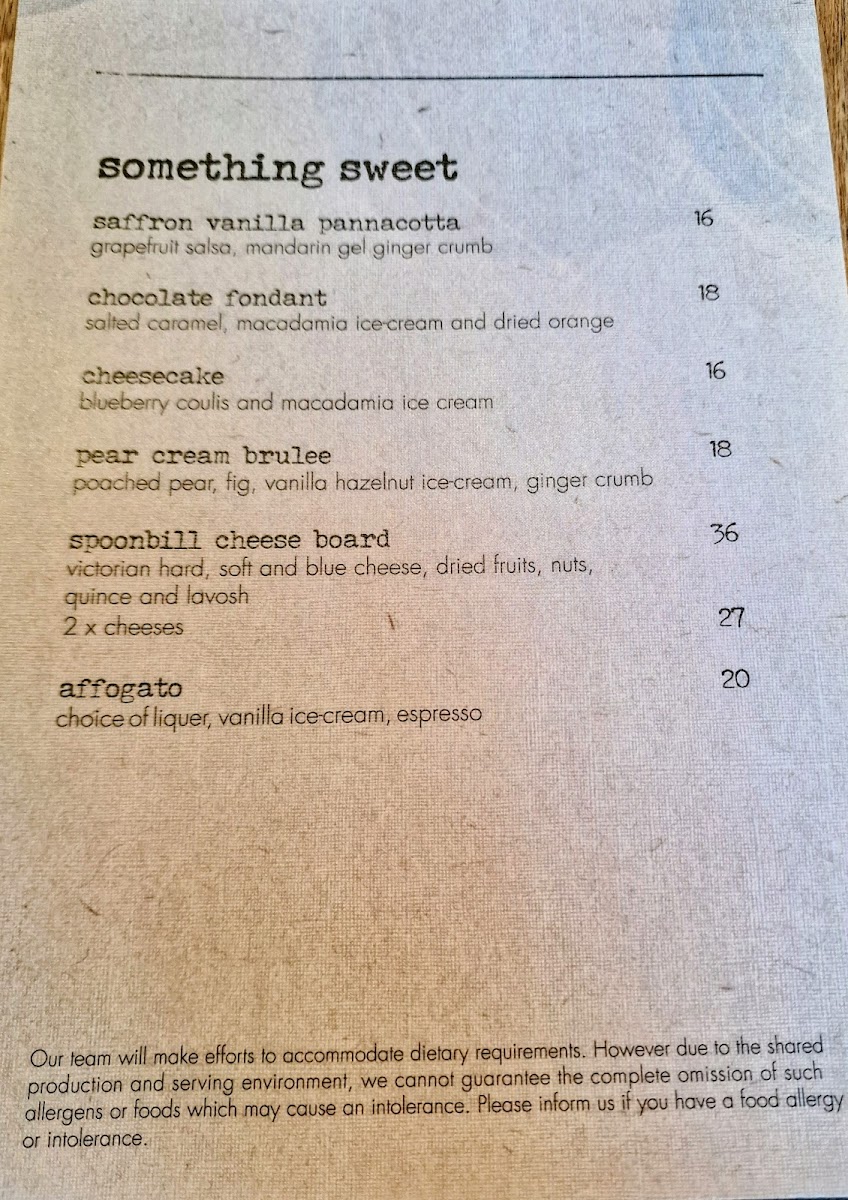 Spoonbill Restaurant and Bar Photo Menu 3