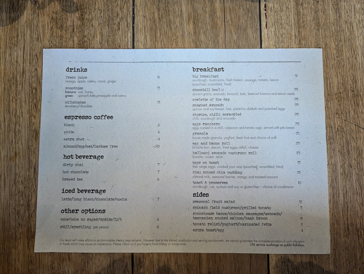 Spoonbill Restaurant and Bar Photo Menu 5