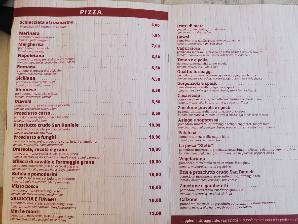 Pizzeria Ristorante Stella Photo Menu 3