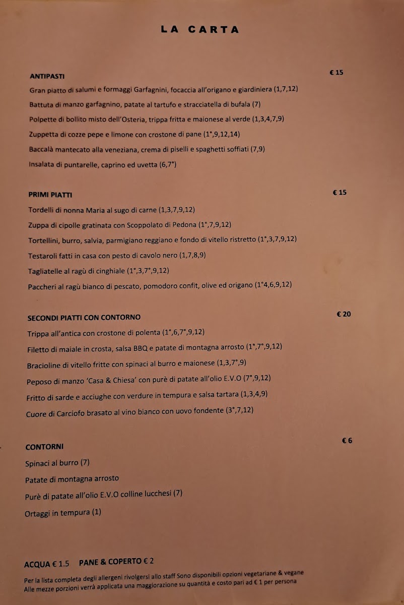 Ristorante Cantine Bernardini Lucca Photo Menu 1
