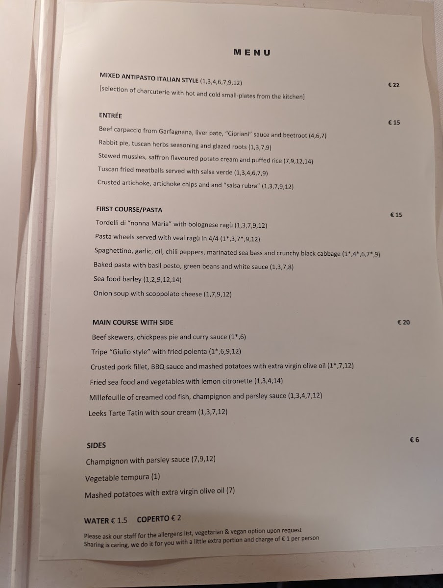 Ristorante Cantine Bernardini Lucca Photo Menu 10