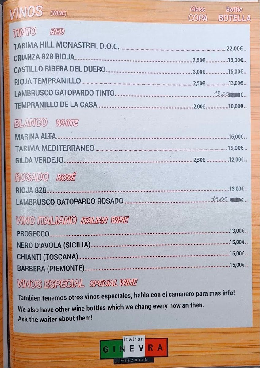 Pizzeria Ginevra Photo Menu 1