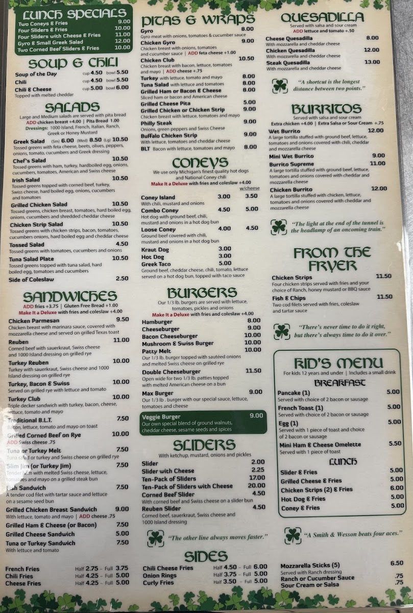 Murphy's Restaurant Photo Menu 1