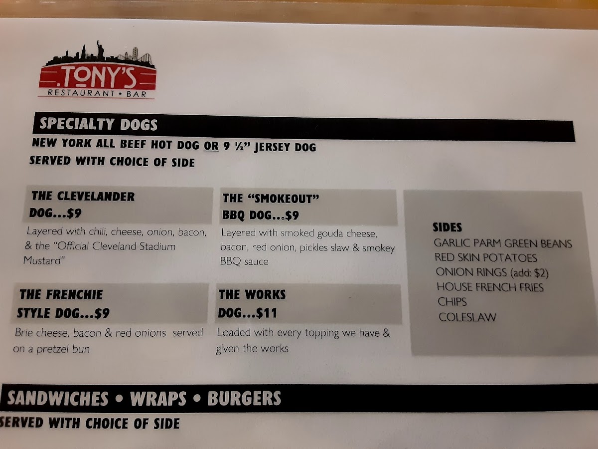TONY'S - Downtown Sandusky Photo Menu 10