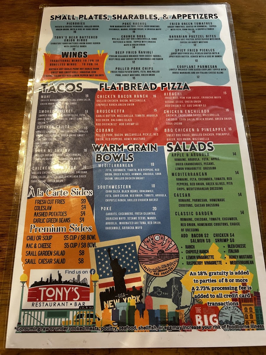 TONY'S - Downtown Sandusky Photo Menu 2