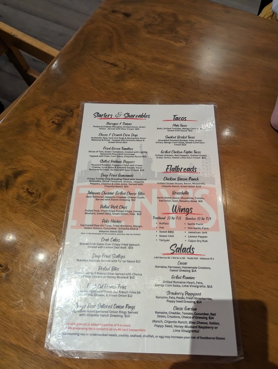 TONY'S - Downtown Sandusky Photo Menu 8