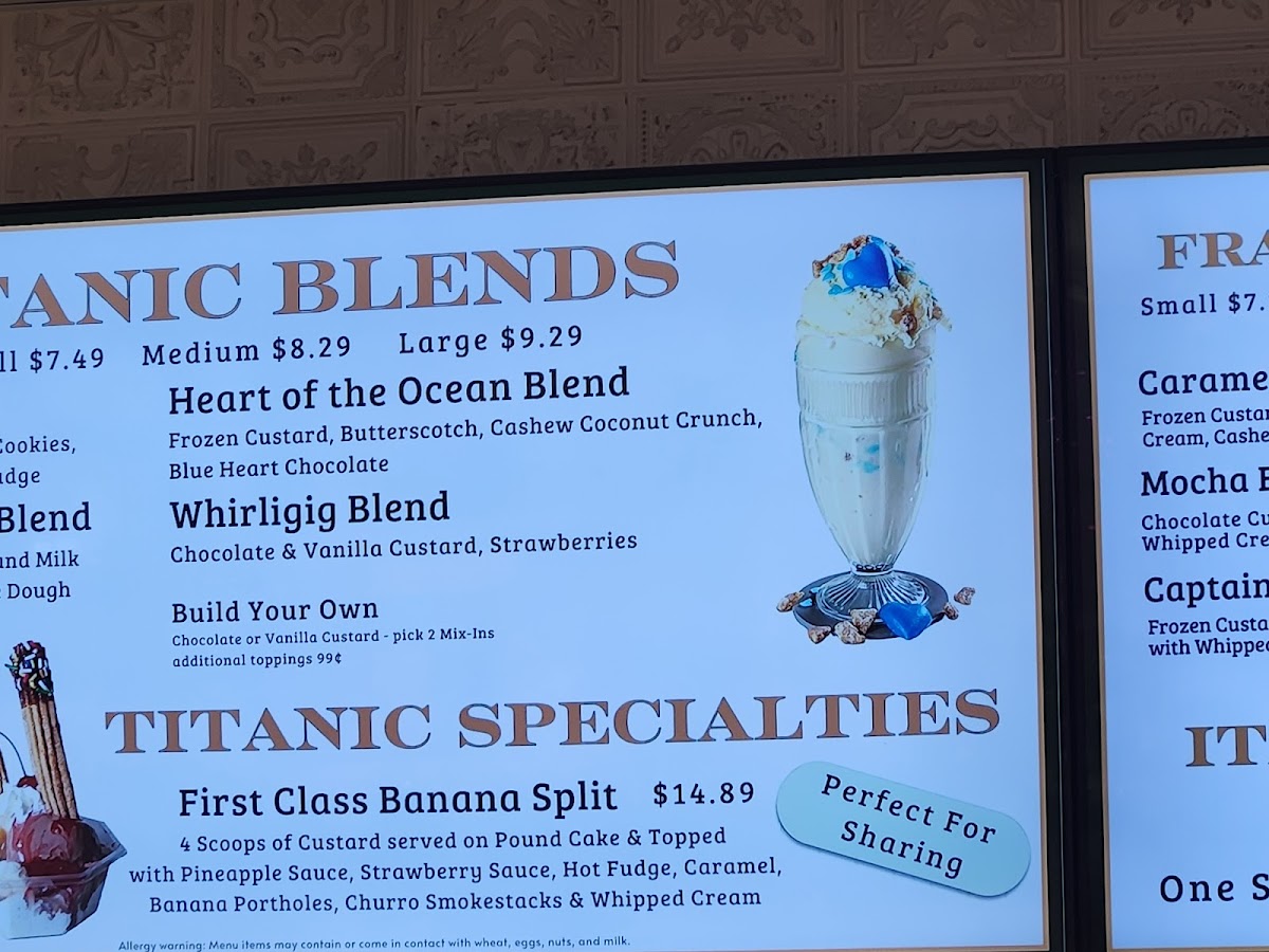 Titanic Ice Cream Photo Menu 3