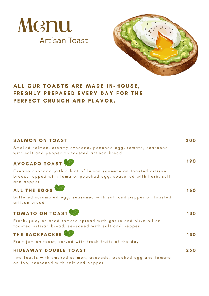 Hideaway Coffee House and Eatery Photo Menu 2