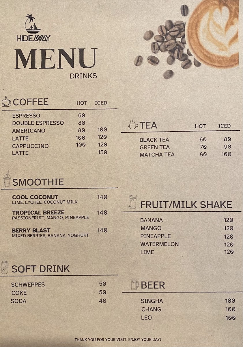 Hideaway Coffee House and Eatery Photo Menu 9