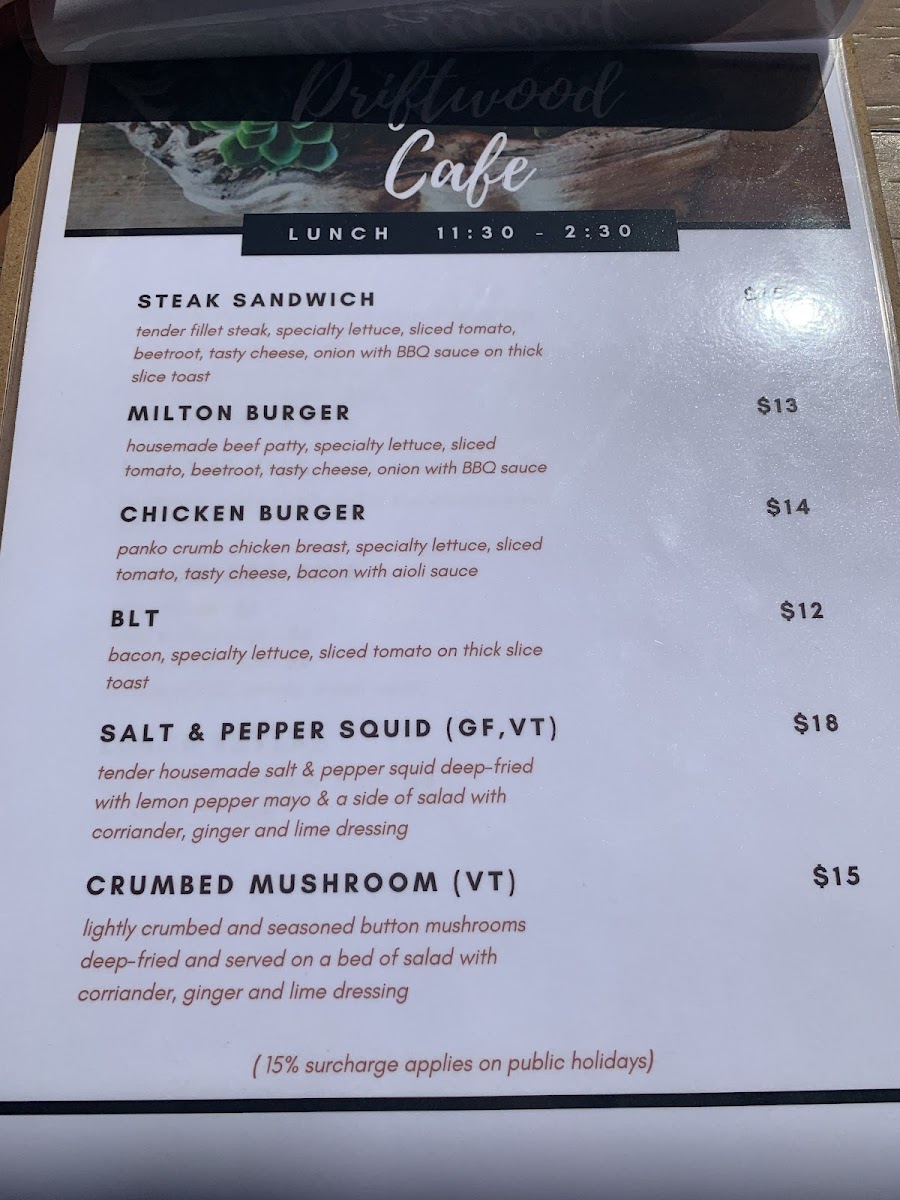 Driftwood Café Photo Menu 5