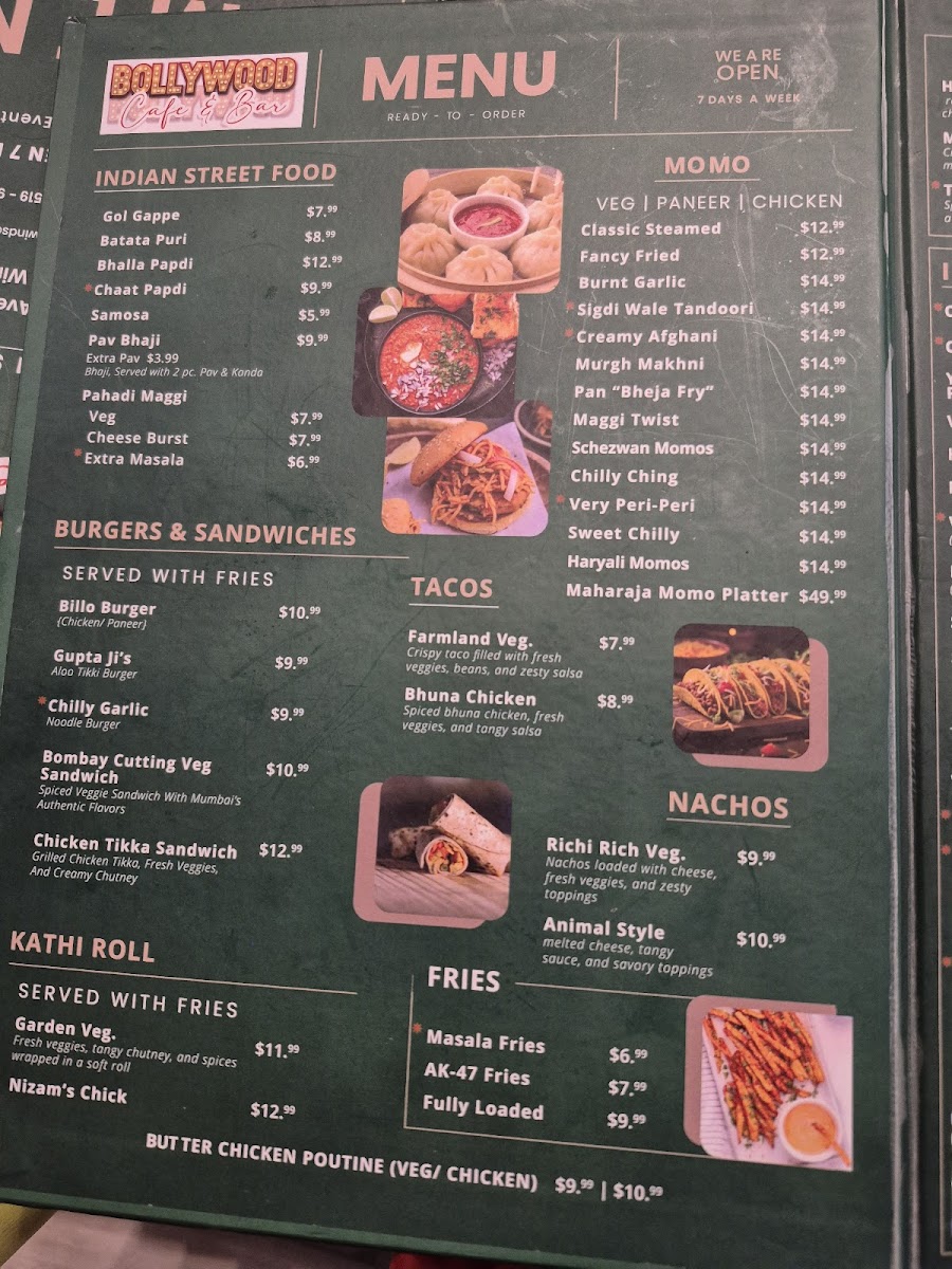 Bollywood Cafe Indian Street Eats & Bar. Photo Menu 6
