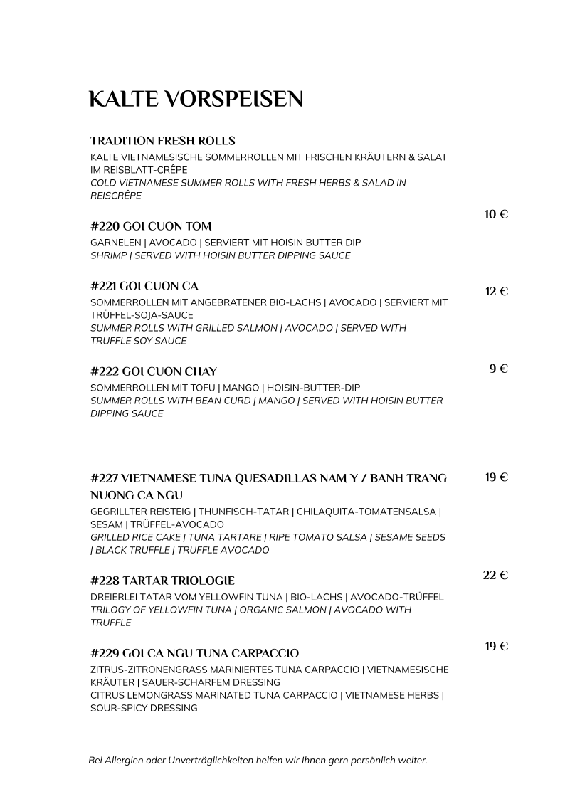 Mei Mei Modern Vietnam Restaurant Photo Menu 1