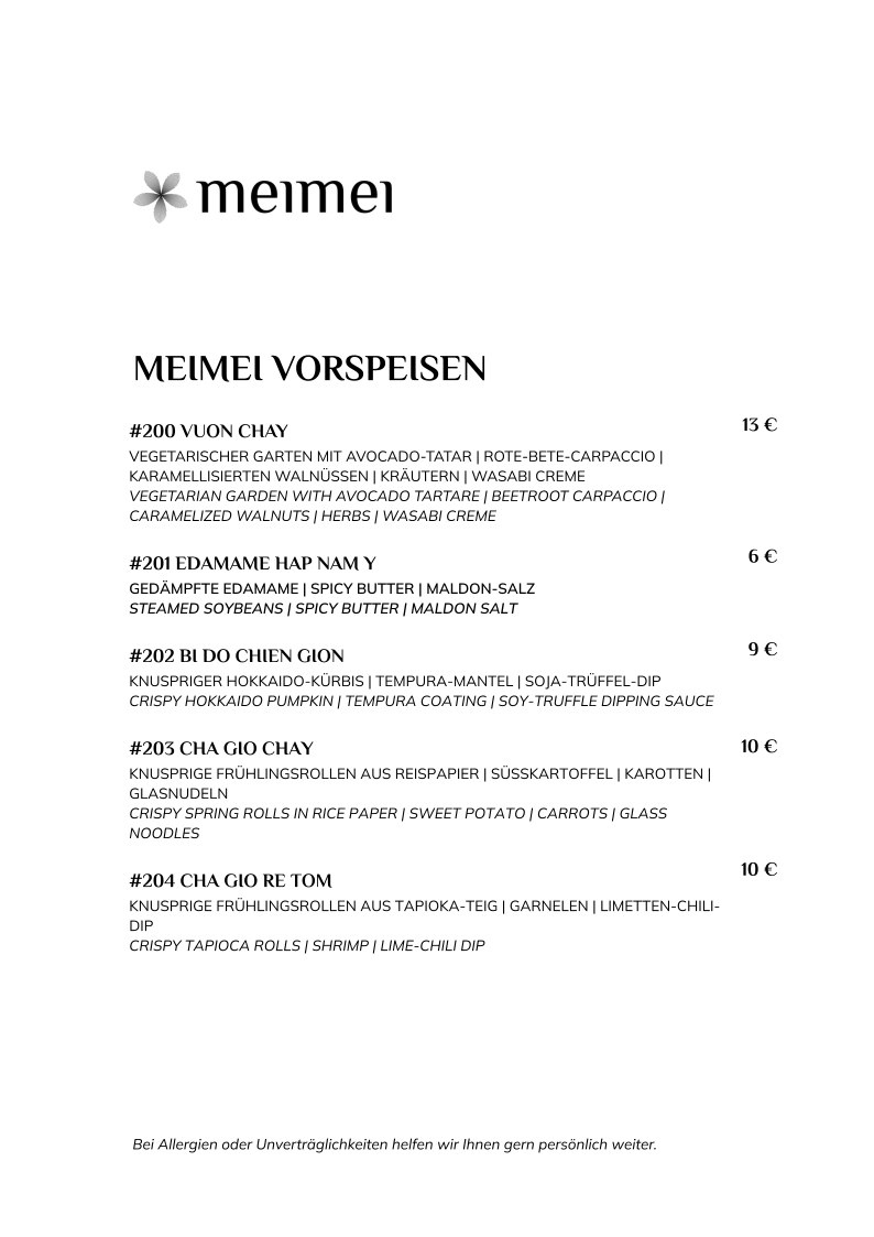 Mei Mei Modern Vietnam Restaurant Photo Menu 5