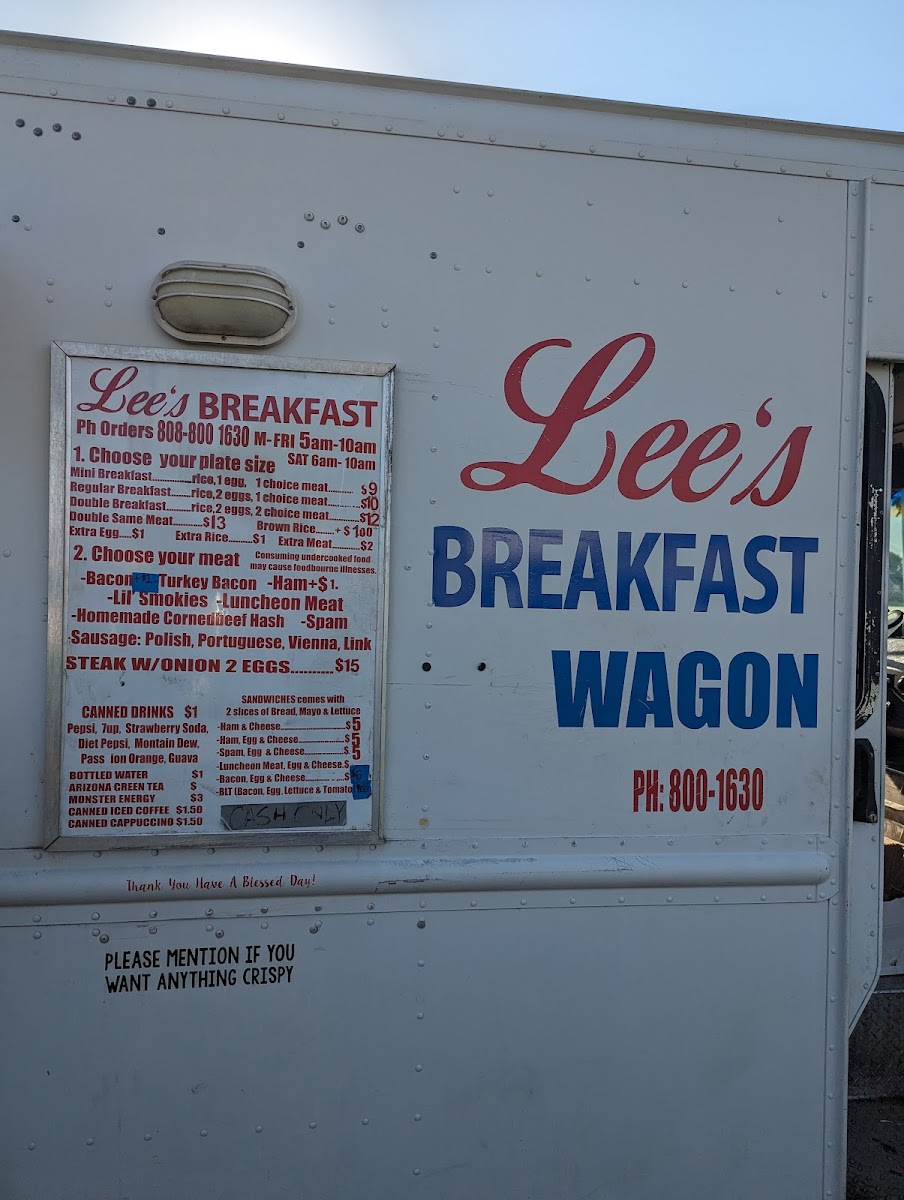 Lee's Breakfast Wagon Photo Menu 3