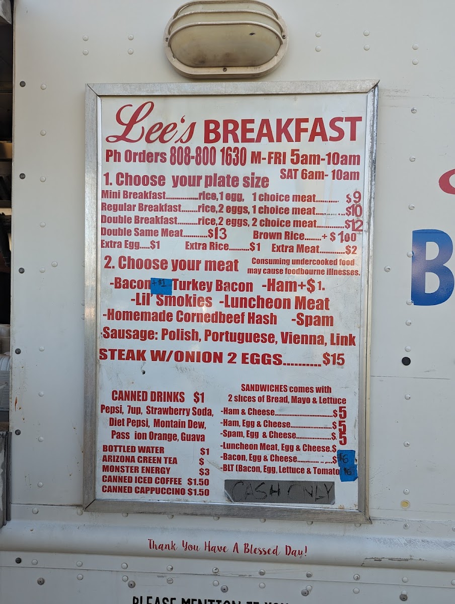 Lee's Breakfast Wagon Photo Menu 6