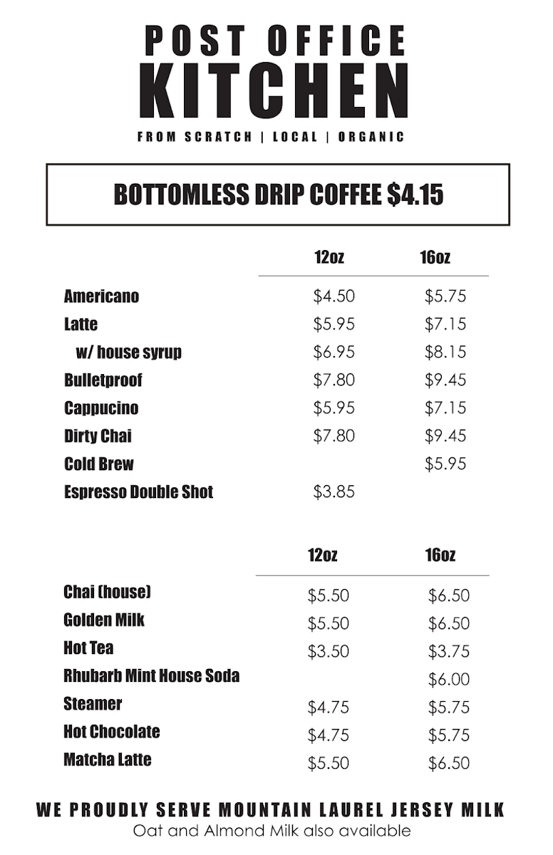Post Office Coffee Photo Menu 2