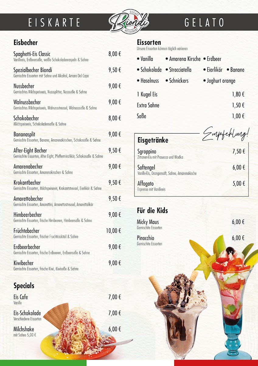 Biondi Eiscafé & Restaurant Photo Menu 1