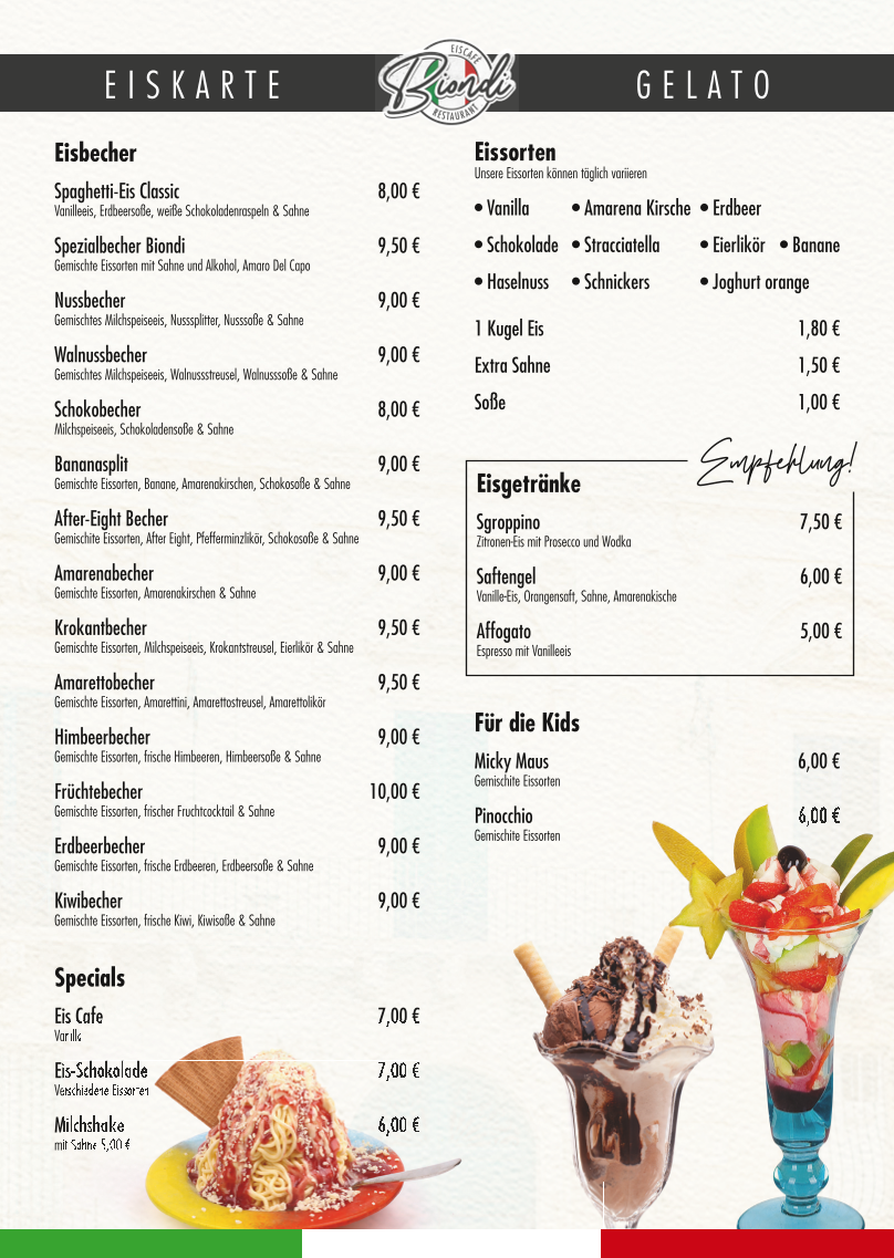 Biondi Eiscafé & Restaurant Photo Menu 2