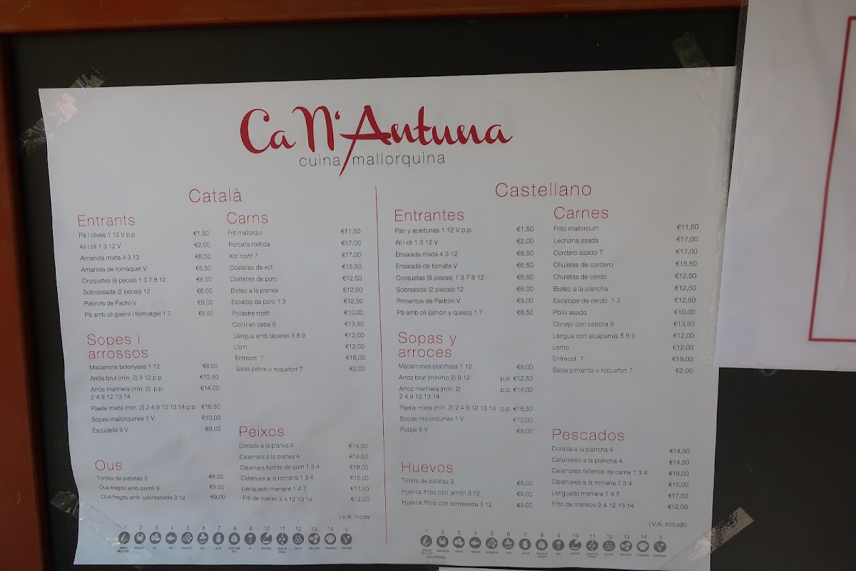Ca N'Antuna Photo Menu 9