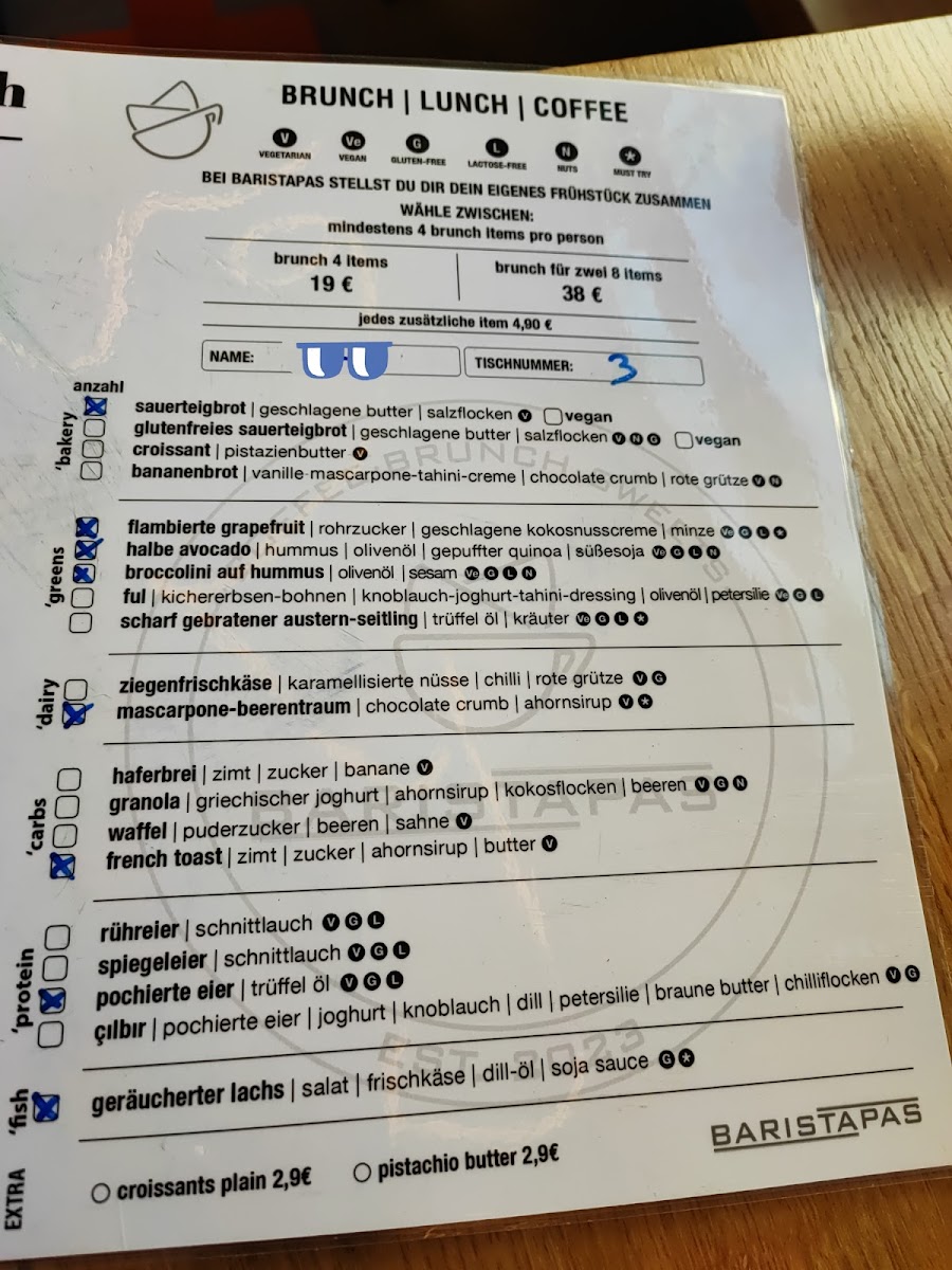 Café BARISTAPAS Brunch & Lunch Photo Menu 1