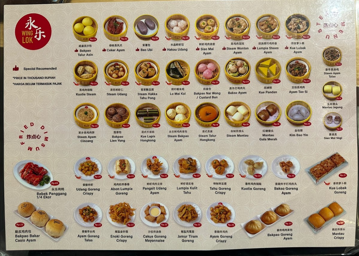 WINGLOK Hongkong Dimsum Benton Junction Photo Menu 5