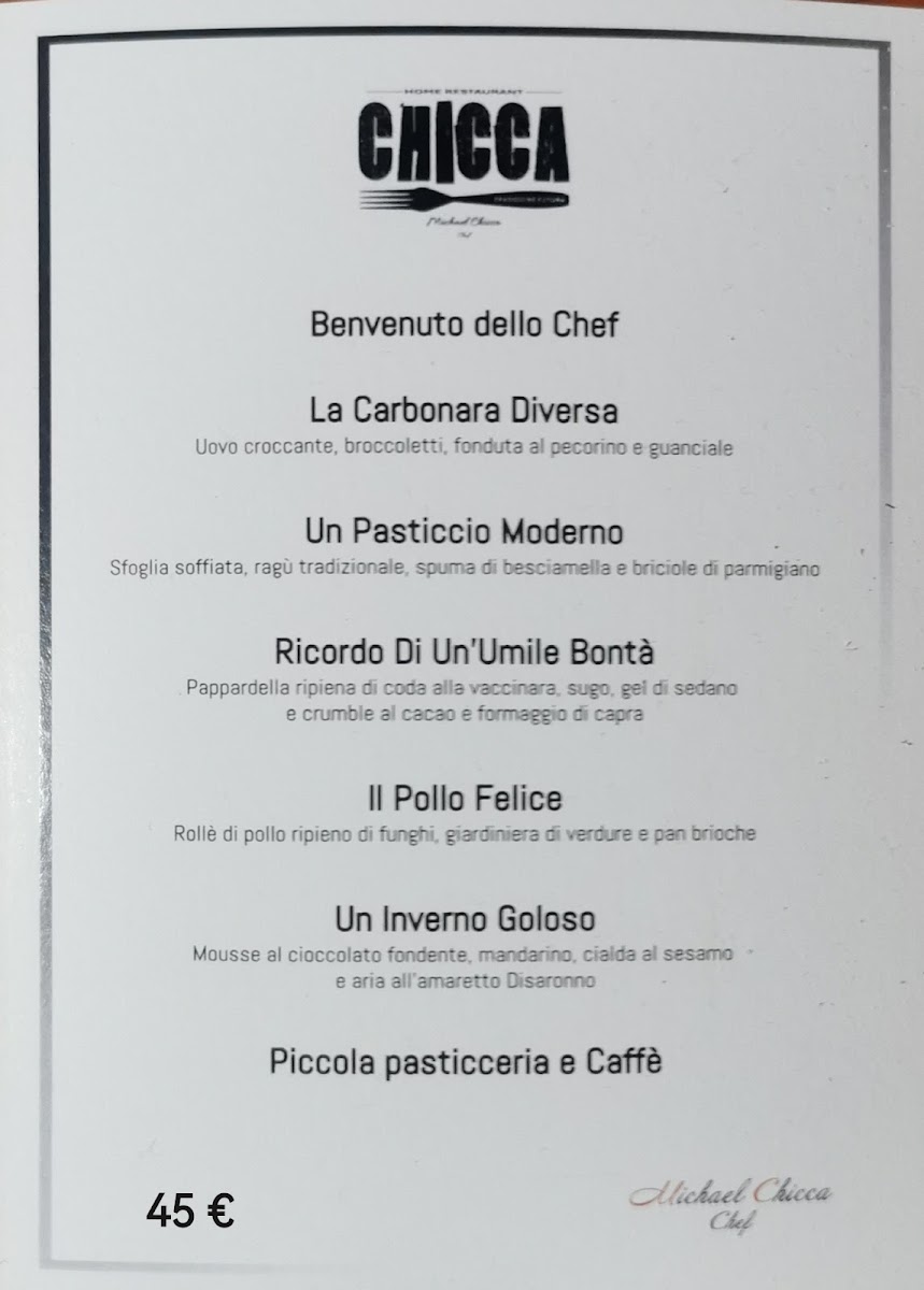 Chicca Home Restaurant Photo Menu 1